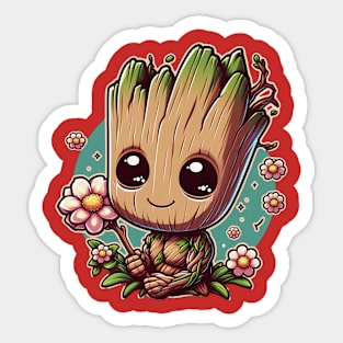 Cute romantic little Groot Sticker